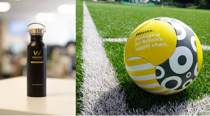 Wessex Packaging's exclusive water bottle and football