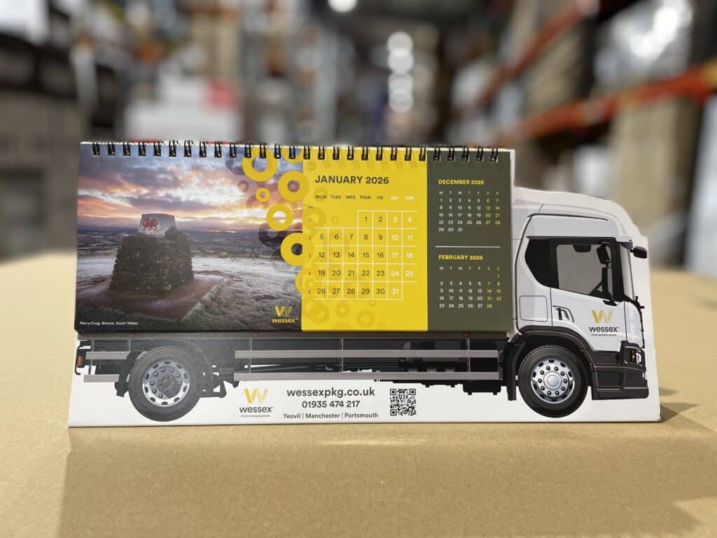 Wessex Packaging desk calendar January 2026
