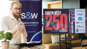 Remy Greasley, Editor, South West Business Insider, at the South West 250 Launch Event in Bristol, where Wessex Packaging was announced as ranking 67th in the South West Top 250 Privately Owned Companies.